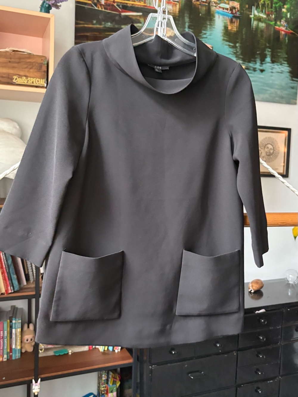 COS Black Structured Top with High Neck